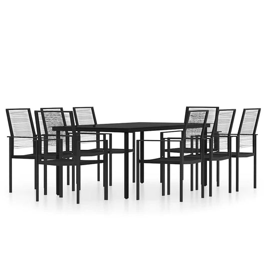 vidaXL 9 Piece Garden Dining Set Black