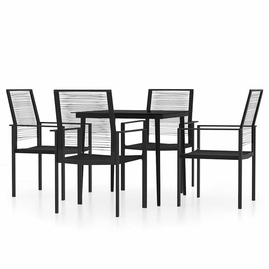 vidaXL 5 Piece Garden Dining Set Black