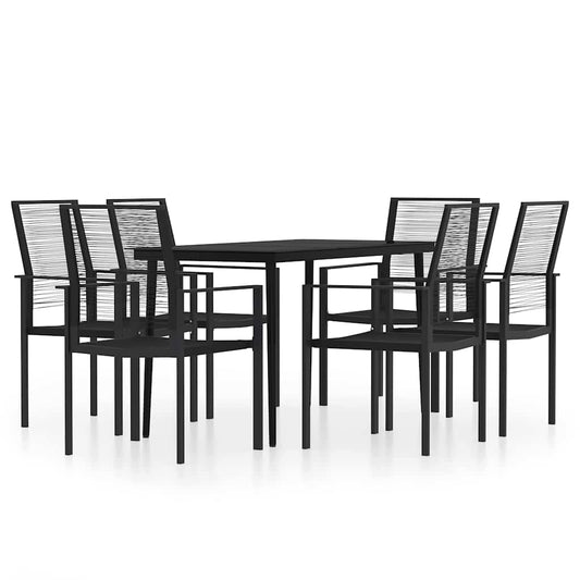 vidaXL 7 Piece Garden Dining Set Black