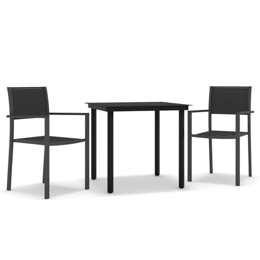 vidaXL Garden Dining Set | Black | Powder-Coated Steel | Standard | Durable