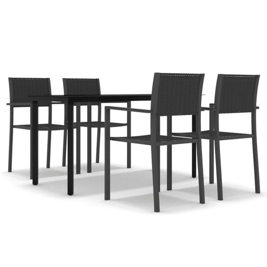 vidaXL Garden Dining Set | Black | Powder-coated steel, plastic, glass