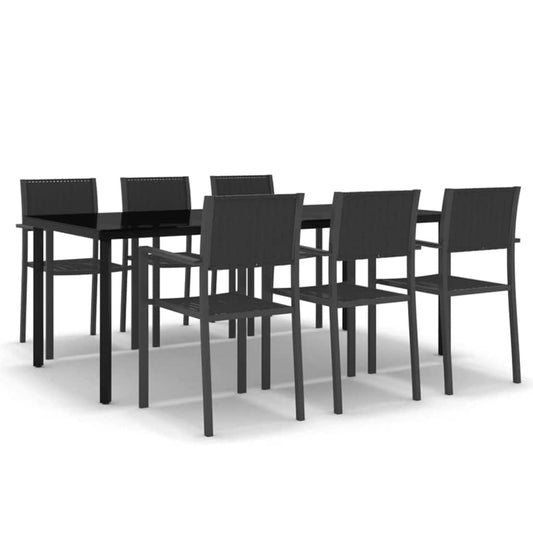 vidaXL 7 Piece Garden Dining Set Black