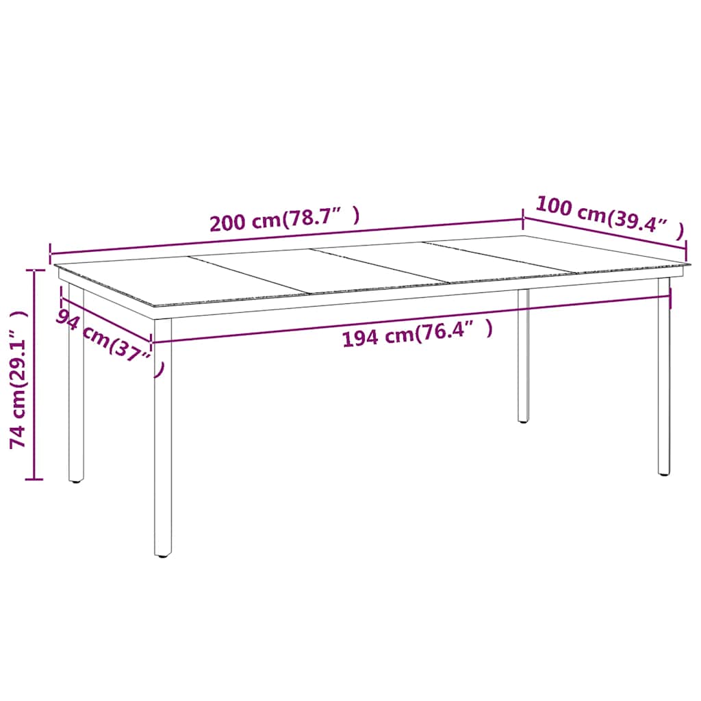 vidaXL 7 Piece Garden Dining Set Black