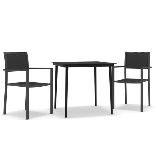 vidaXL Garden Dining Set | Black | Powder-coated steel, glass, plastic