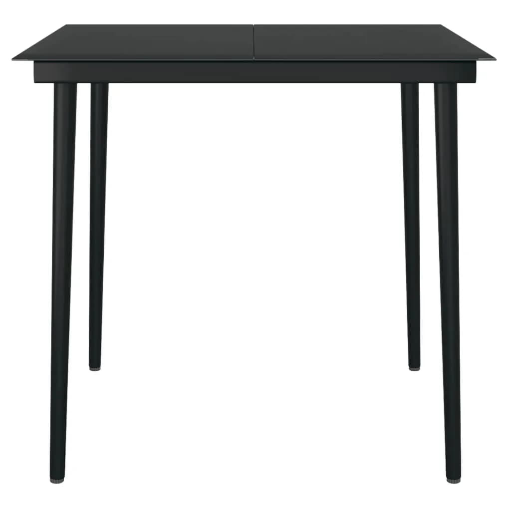 vidaXL Garden Dining Set | Black | Powder-coated steel, glass, plastic