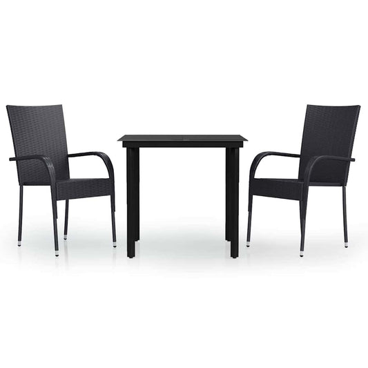 vidaXL 3 Piece Garden Dining Set Black