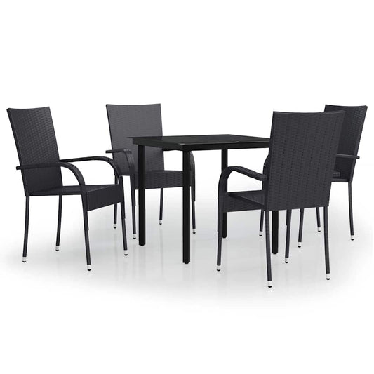 vidaXL 5 Piece Garden Dining Set Black