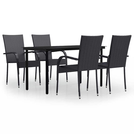 vidaXL 5 Piece Garden Dining Set Black