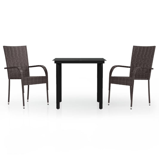vidaXL Garden Dining Set | Brown and black | PE rattan | Small | Durable