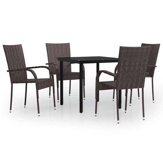 vidaXL 5 Piece Garden Dining Set Brown and Black