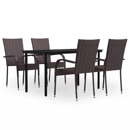 vidaXL 5 Piece Garden Dining Set Brown and Black