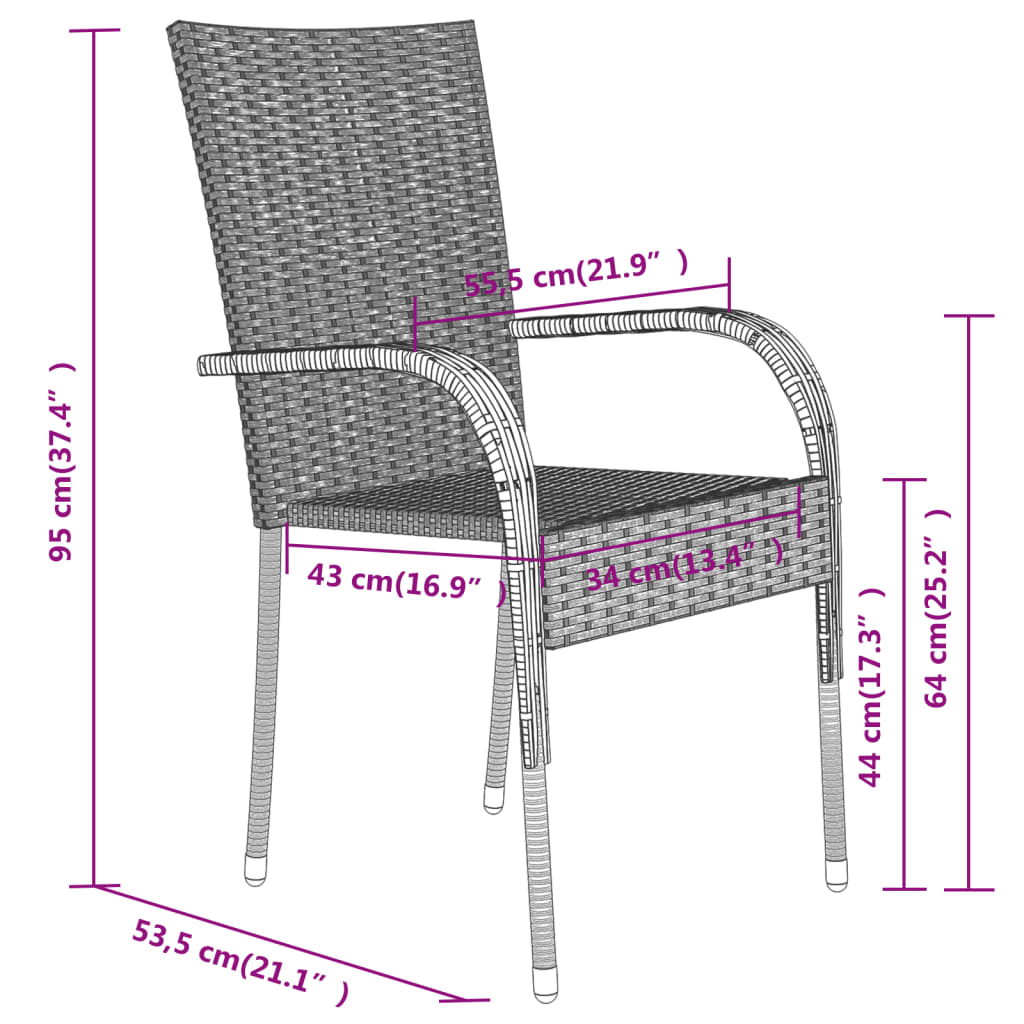 vidaXL Garden Dining Set | Grey and Black