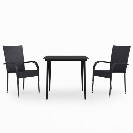 vidaXL 3 Piece Garden Dining Set Black