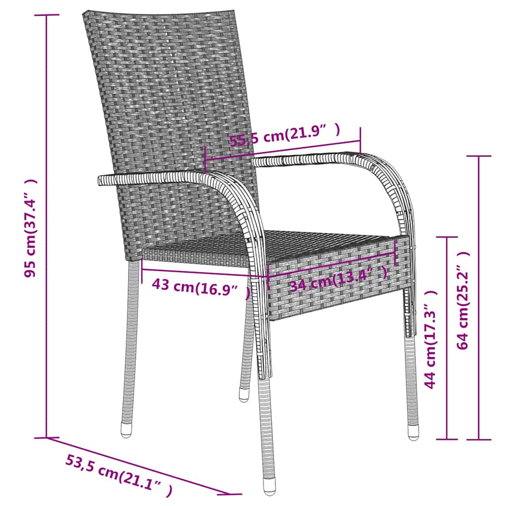 vidaXL 3 Piece Garden Dining Set Black