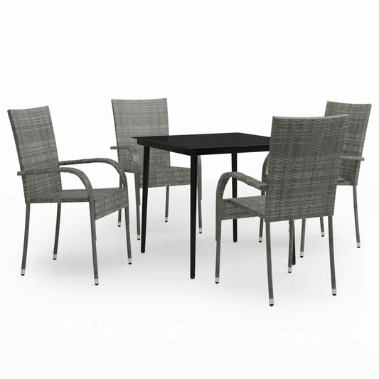 vidaXL Garden Dining Set | Grey and Black