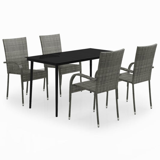 vidaXL Garden Dining Set | Grey and black
