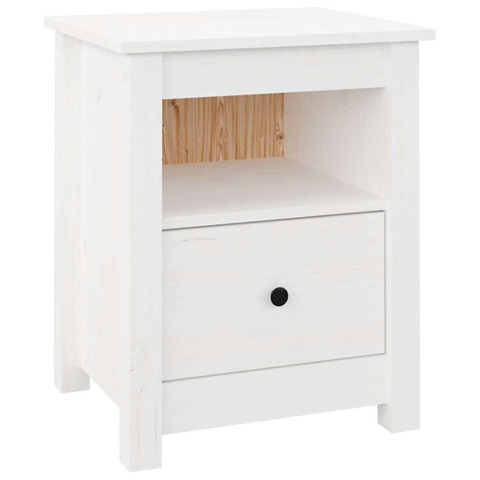 vidaXL Bedside Cabinet White 40x35x49 cm Solid Wood Pine