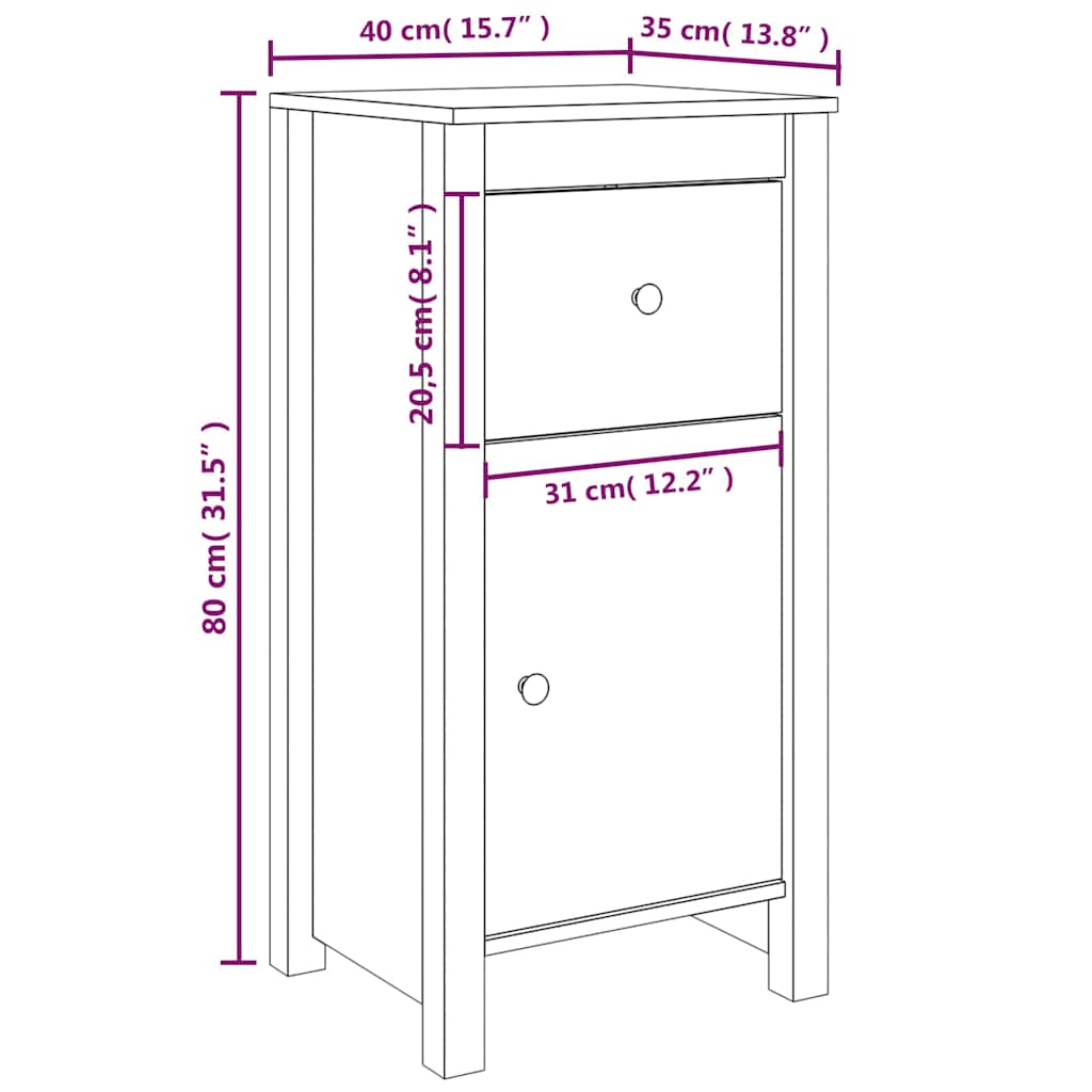 vidaXL Sideboards 2 pcs Grey 40x35x80 cm Solid Wood Pine