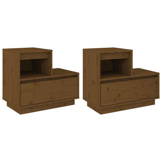 vidaXL Bedside Cabinets 2 pcs Honey Brown 60x34x51 cm Solid Wood Pine