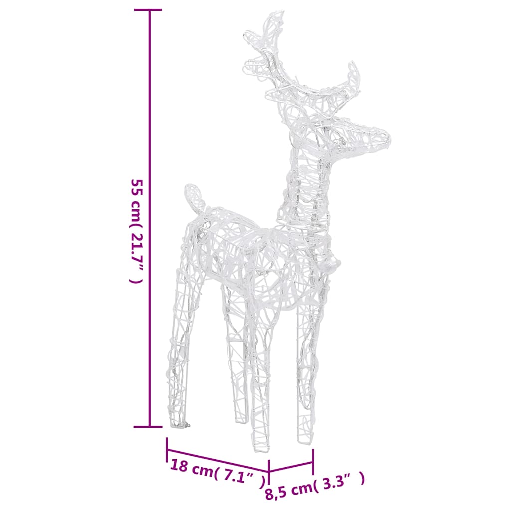 vidaXL Christmas Reindeers 2 pcs Cold White 80 LEDs Acrylic
