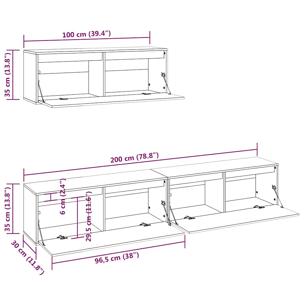 vidaXL 3 Piece TV Cabinet Set White Solid Wood Pine