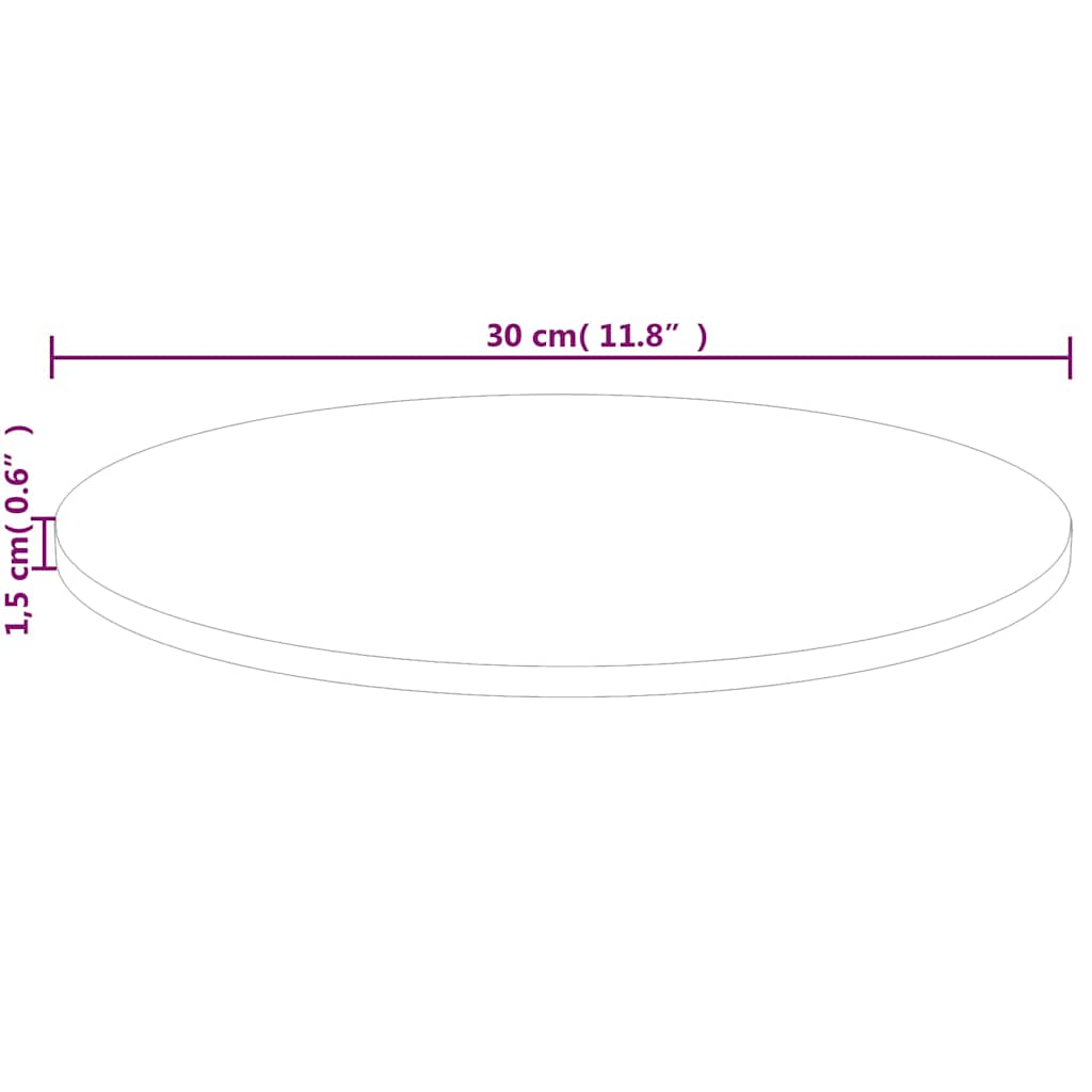 vidaXL Round Table Top Ø30x1.5 cm Untreated Solid Wood Oak
