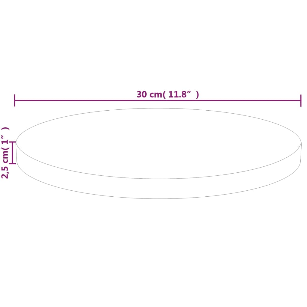 vidaXL Round Table Top Ø30x2.5 cm Untreated Solid Wood Oak