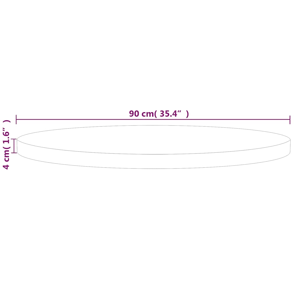 vidaXL Round Table Top Ø90x4 cm Untreated Solid Wood Oak