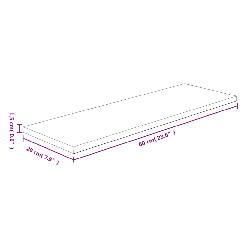 vidaXL Shelf Board | Medium brown | Solid oak wood (untreated) | 60x20x1.5 cm