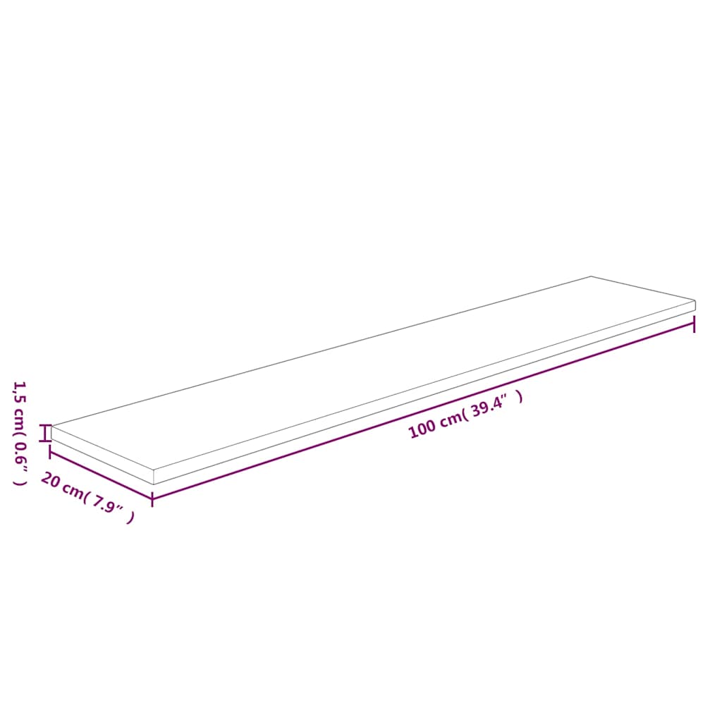 vidaXL Shelf Board 100x20x1,5 cm Untreated Solid Wood Oak
