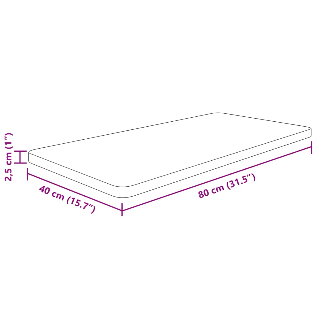 vidaXL Bathroom Countertop 80x40x2.5 cm Untreated Solid Wood