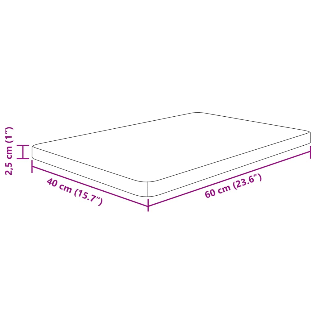 vidaXL Bathroom Countertop 60x40x2,5cm Untreated Solid Wood