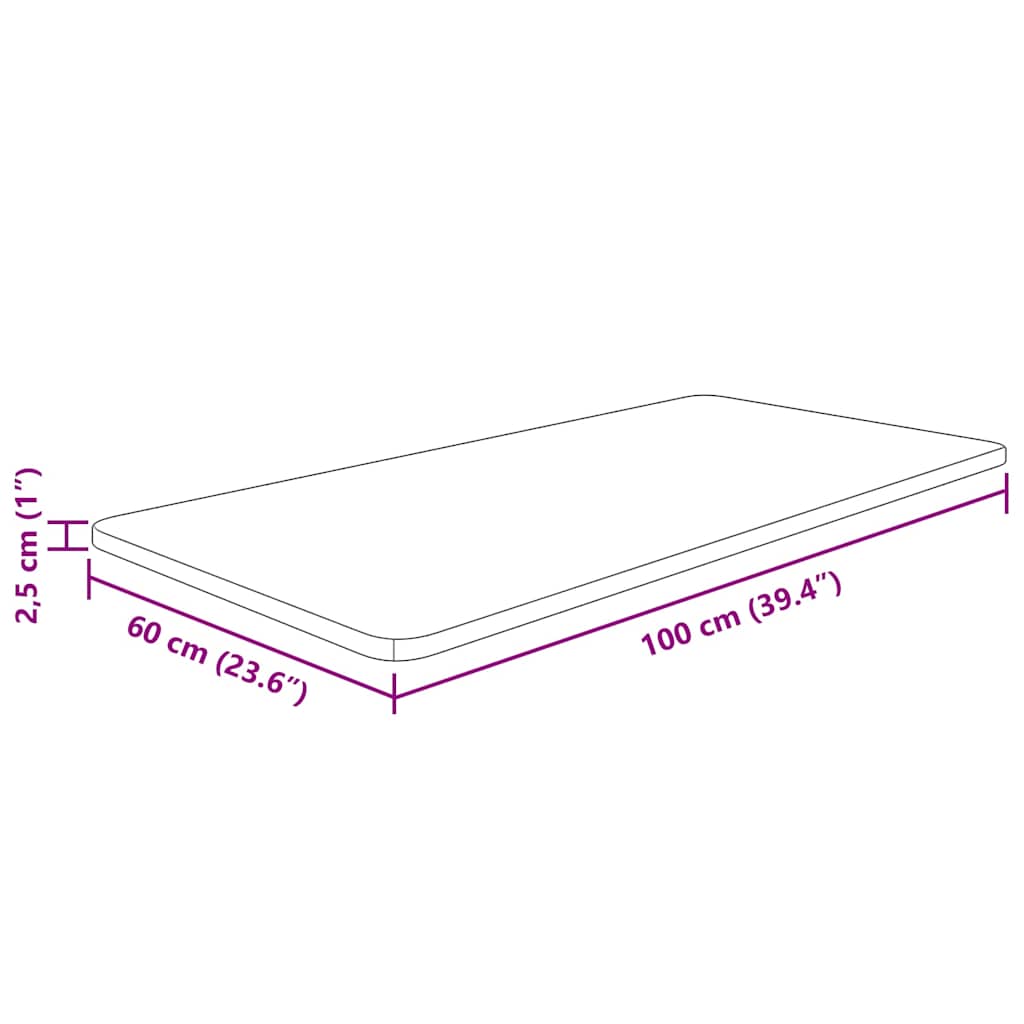 vidaXL Bathroom Countertop 100x60x2.5 cm Untreated Solid Wood
