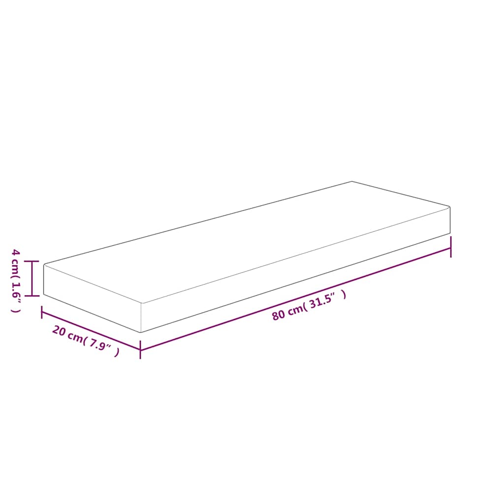 vidaXL Shelf Board 80x20x4 cm Untreated Solid Wood Oak