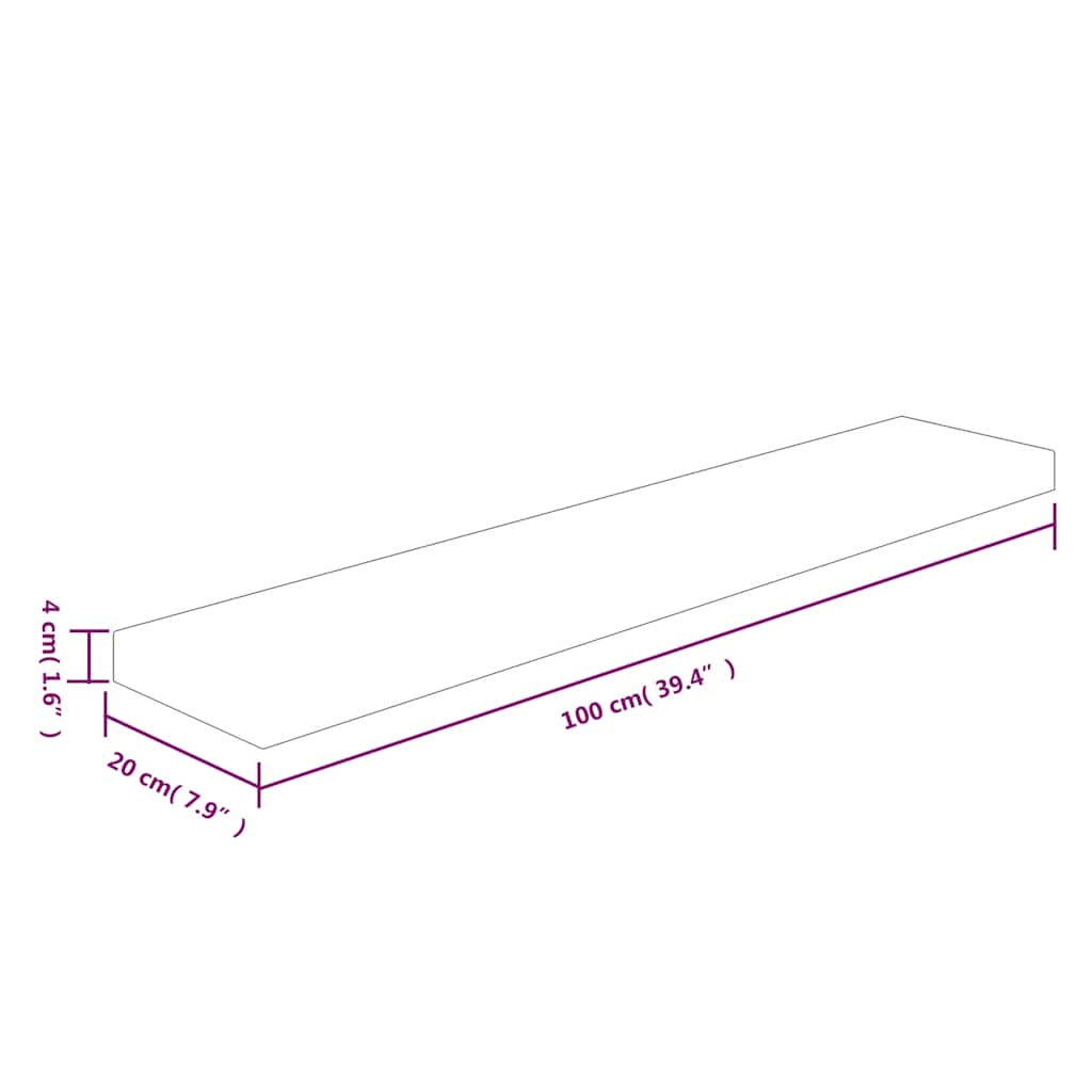 vidaXL Shelf Board 100x20x4 cm Untreated Solid Wood Oak