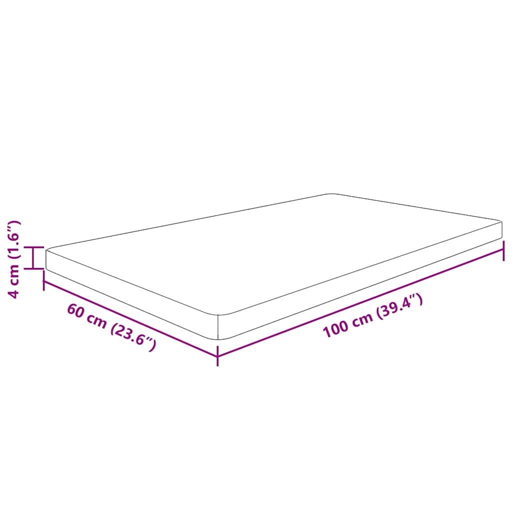 vidaXL Bathroom Countertop 100x60x4cm Untreated Solid Wood