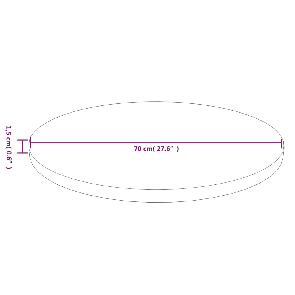 vidaXL Round Table Top Light Brown Ø70x1.5 cm Treated Solid Wood Oak
