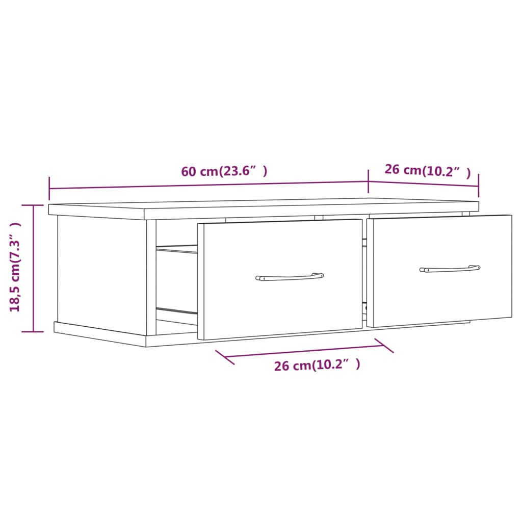 vidaXL Wall Cabinet Grey Sonoma 60x26x18.5 cm Engineered Wood