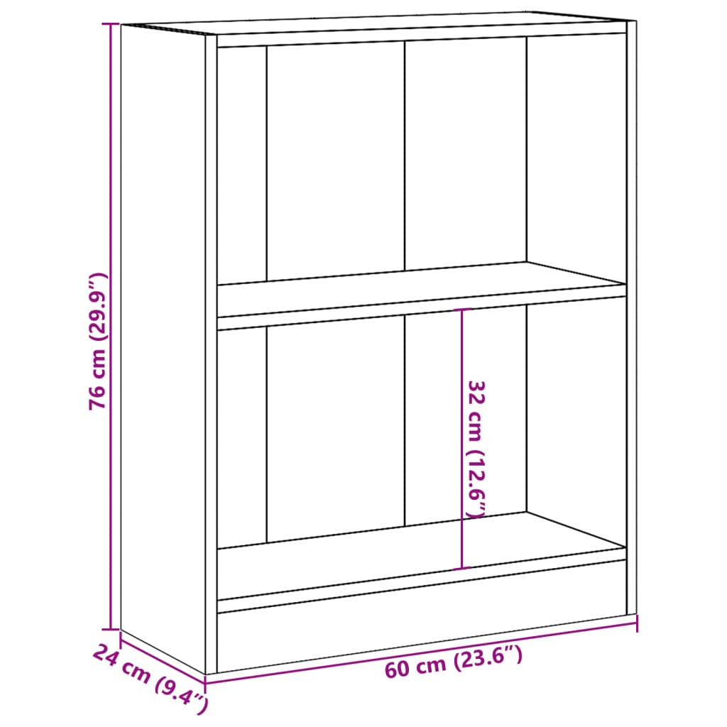 vidaXL Bookcase Grey Sonoma 60x24x76 cm Engineered Wood
