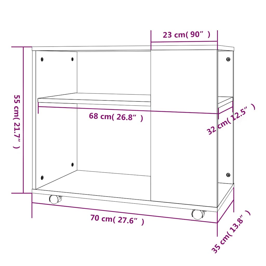 vidaXL Side Table Smoked Oak 70x35x60.5 cm Engineered Wood