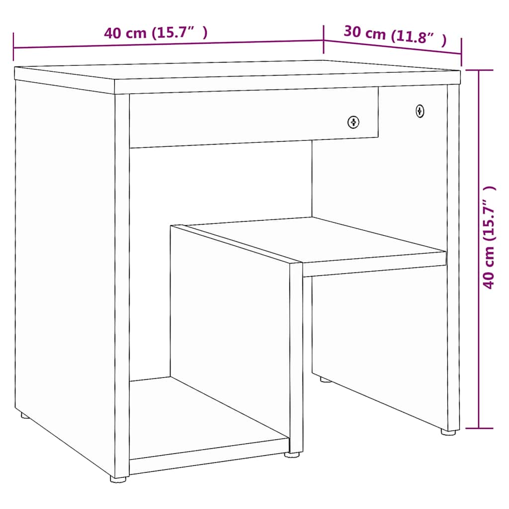 815178 vidaXL Bed Cabinets 2 pcs Smoked Oak 40x30x40 cm Engineered Wood