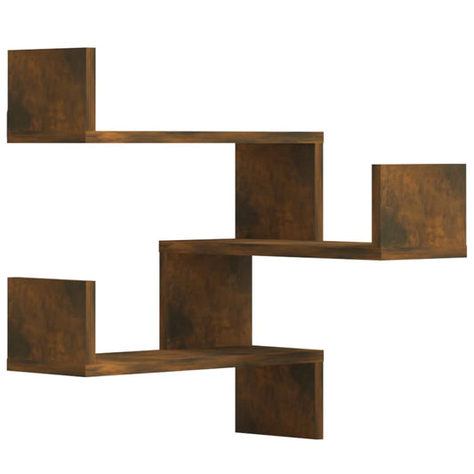 vidaXL Wall Corner Shelves 2 pcs Smoked Oak 40x40x50cm Engineered Wood