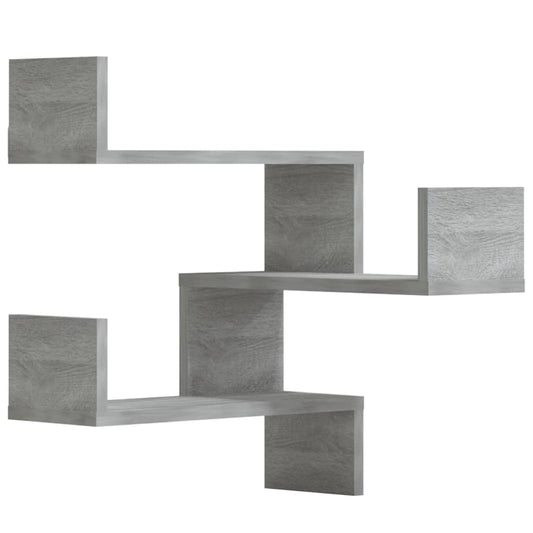vidaXL Wall Corner Shelves 2 pcs Grey Sonoma 40x40x50 cm