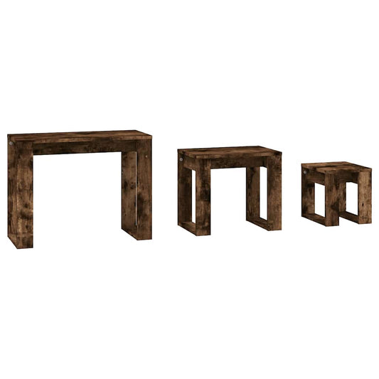 815222 vidaXL Nesting Tables 3 pcs Smoked Oak Engineered Wood