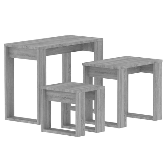 815223 vidaXL Nesting Tables 3 pcs Grey Sonoma Engineered Wood