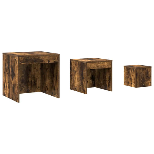 815225 vidaXL Nesting Tables 3 pcs Smoked Oak Engineered Wood