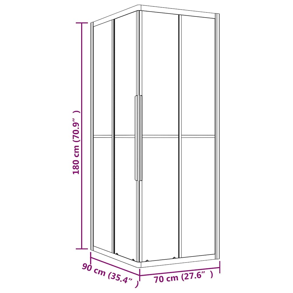 vidaXL Shower Cabin Frosted ESG 90x70x180 cm