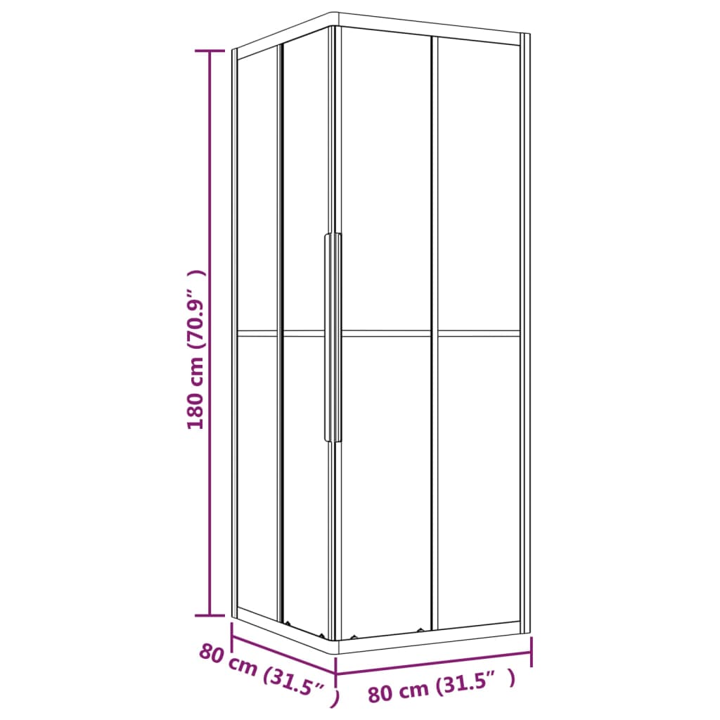 vidaXL Stripe Shower Cabin ESG 80x80x180 cm Black
