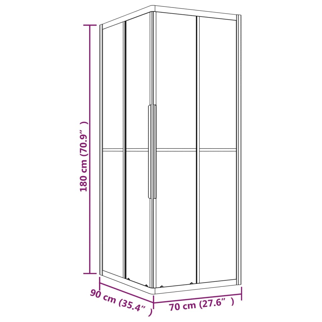 vidaXL Stripe Shower Cabin ESG 90x70x180 cm Black