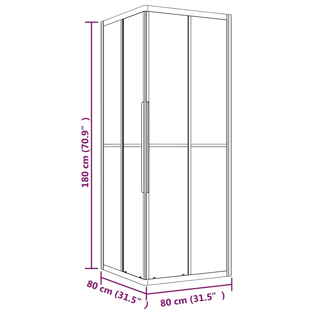 vidaXL Shower Cabin Half Frosted ESG 80x80x180 cm Black